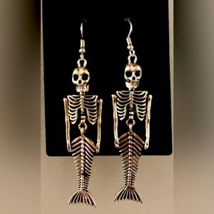 Skeleton mermaid earrings